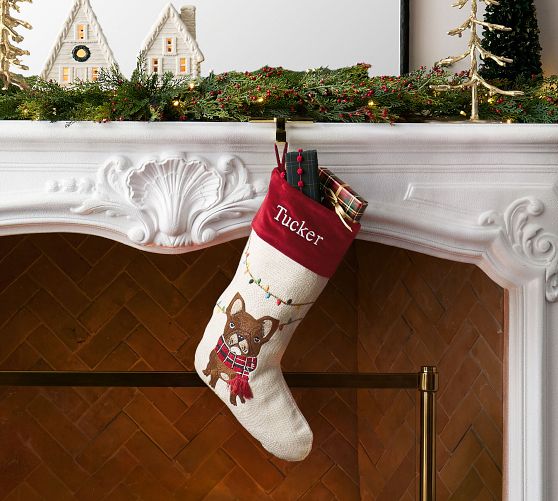 French Bulldog Crewel Stocking