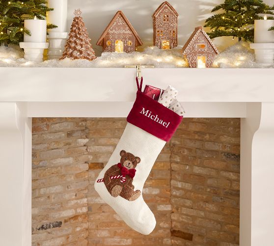 Teddy Bear Crewel Stocking