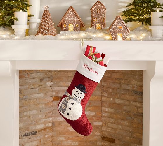 Archie the Snowman Crewel Stocking