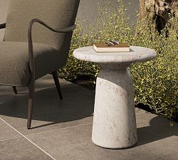 Caulder Natural Veined Concrete Outdoor Side Table (18")