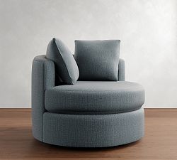 Open Box: Balboa Upholstered Swivel Armchair - Performance Casual Chenille Slate