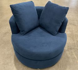 Open Box: Balboa Upholstered Swivel Armchair - Performance Everyday Velvet™ Ink Blue