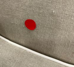 Open Box: Belen Upholstered Swivel Armchair - Performance Rustic Linen Parchment with White Piping