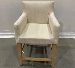 Open Box: Classic Upholstered Counter Stool (24") - Sunbrella Performance Herringbone Oatmeal, Seadrift