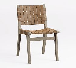 Open Box: Fenton Woven Leather Dining Chair - Legacy Taupe, Gray Wash