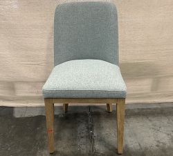 Open Box: Layton Upholstered Dining Chair - Performance Heathered Basketweave Chambray, Seadrift Legs