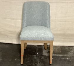 Open Box: Layton Upholstered Dining Chair - Performance Heathered Basketweave Chambray, Seadrift Legs