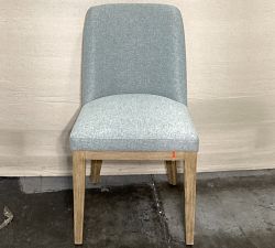 Open Box: Layton Upholstered Dining Chair - Performance Heathered Basketweave Chambray, Seadrift Legs