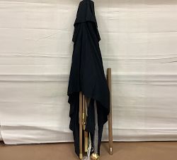 Open Box: Premium 10' Rectangular Outdoor Umbrella with Teak Pole - Sunbrella Black