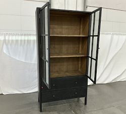 Open Box: Taytum Storage Cabinet (45"W x 84"H) -  Brished Ebony Oak, Tan, Midnight Iron