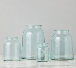 Recycled Glass Mason Jar Vase with Bee Stamp Collection