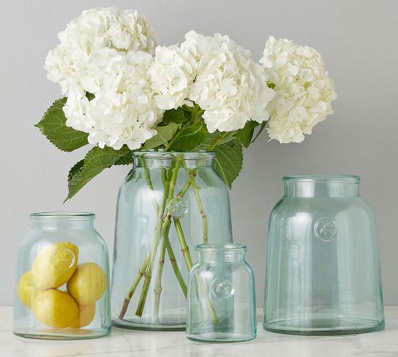 Recycled Glass Mason Jar Vase with Bee Stamp Collection