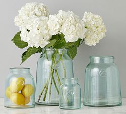 Recycled Glass Mason Jar Vase with Bee Stamp Collection