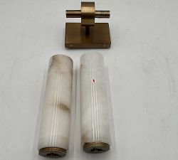Open Box: Frances Double Tube Sconce (22") - Tumbled Brass, Alabaster