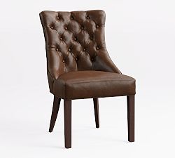 Open Box: Hayes Tufted Leather Dining Side Chair - Statesville Molasses, Espresso Legs