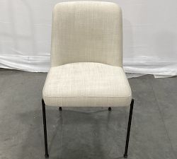 Open Box: Layton Metal Upholstered Side Dining Chair - Performance Basketweave Parchment, Bronze