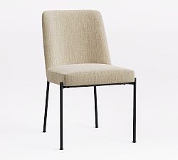 Open Box: Layton Metal Upholstered Side Dining Chair - Performance Basketweave Parchment, Bronze