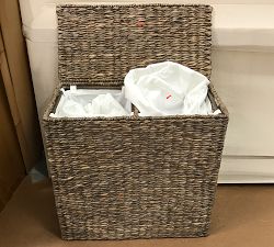 Open Box: Seagrass Handcrafted Divided Hamper - Gray Wash