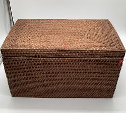 Open Box: Tava Handwoven Lidded Basket, Large (21.75"W x 12"H) - Honey