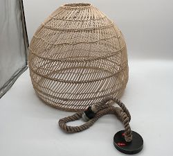 Open Box: Flora Rattan Pendant, Large (23") - White Wash/Natural 
