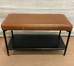Open Box: Maison Leather Entry Shoe Bench (28") - Saddle Tan, Bronze