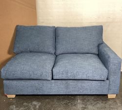 Open Box: PB Comfort Modern Square Arm Right Sofa, Down Blend Fill - Performance Heathered Tweed Indigo, Seadrift