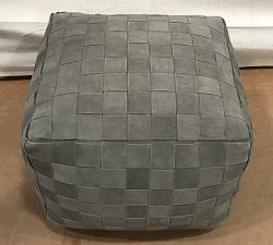 Open Box: Suede Basketweave Pouf (18"Sq x 14"H) - Brindle