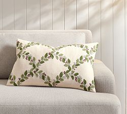 Holly Berry Lattice Lumbar Pillow Cover