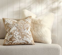 Snowy Cardinal Embroidered Pillow Cover