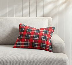 Plaid Velvet Back Lumbar Pillow Cover