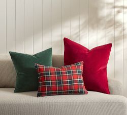 Plaid Velvet Back Lumbar Pillow Cover