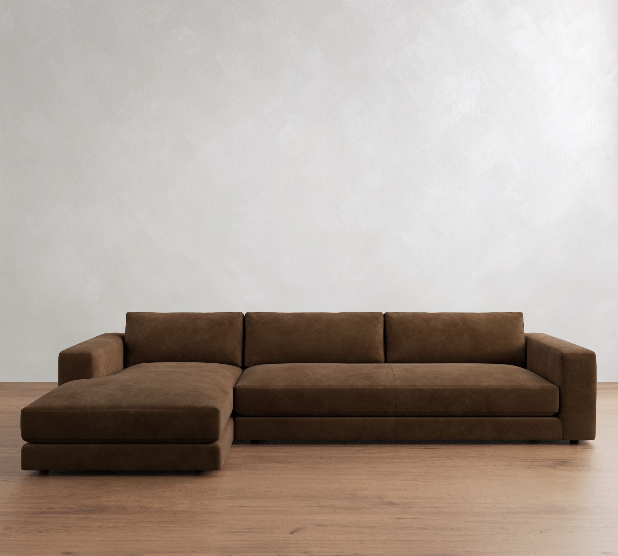 Carmel Lounge Leather Chaise Sectional (112"–134")