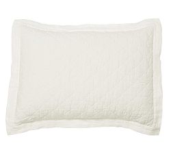 Open Box: Belgian Flax Linen Diamond Quilted Shams, Standard, Set of 3 - Classic Ivory