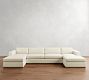 Carmel Wide Arm Wood Base Double Chaise Sectional (144"&ndash;176")