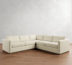 Carmel Slim Arm Wood Base 3-Piece L-Shaped Sectional (110")