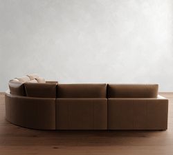 Westwood Square Arm Deep Seat Leather 5-Piece Curved Wedge Sectional (151")