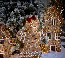 Lit Rattan Gingerbread Collection