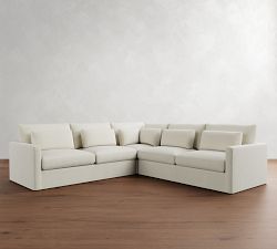 Westwood Slim Arm Deep Seat Slipcovered 3-Piece L-Shaped Sectional (123")