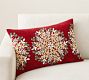 Winter Wreath Embroidered Lumbar Pillow Cover