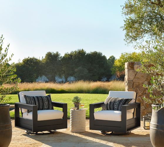 Malibu Metal Swivel Outdoor Lounge Chair Frame, Set of 2