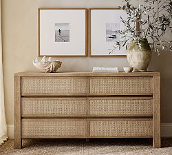 Marina Cane 6-Drawer Dresser (66")
