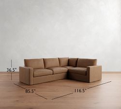 Westwood Square Arm Leather 3-Piece Sectional (117")