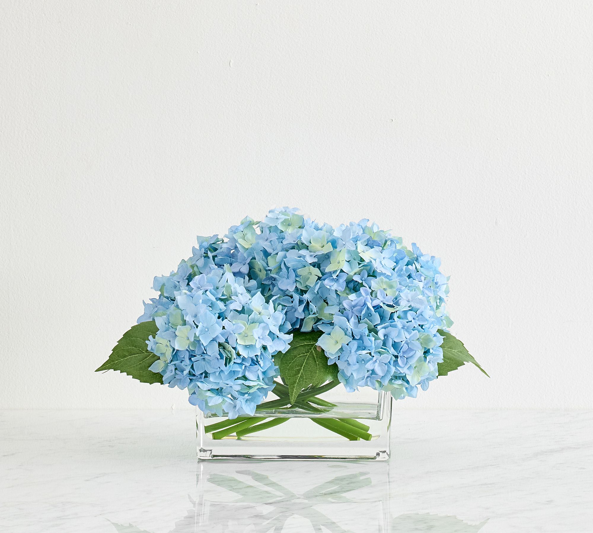 Faux Composed Light Blue Hydrangea Arrangement