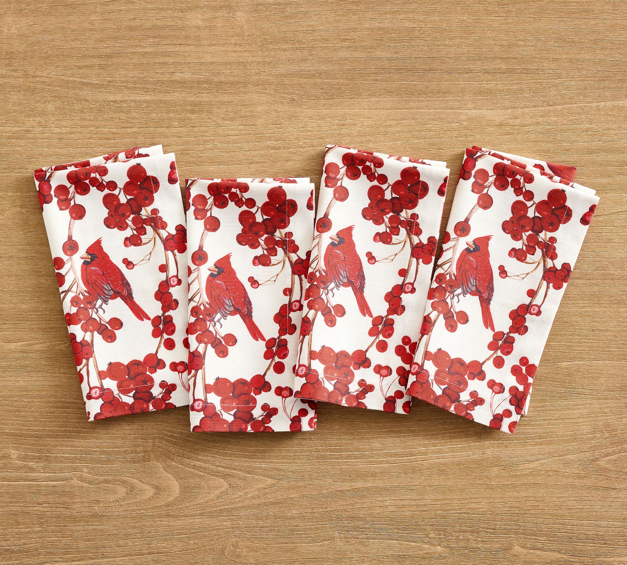 Cardinal & Berries Cotton Napkins - Set of 4