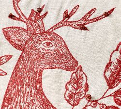 Deer Embroidered Pillow Cover