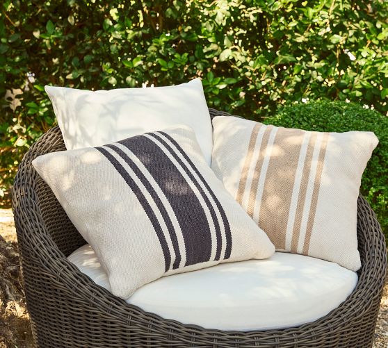 Modern Farmhouse Striped Outdoor Pillow