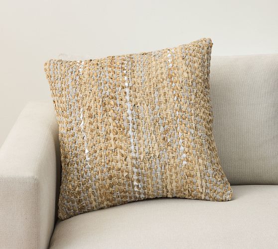 Woven Leather Pillow Cover