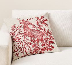 Deer Embroidered Pillow Cover