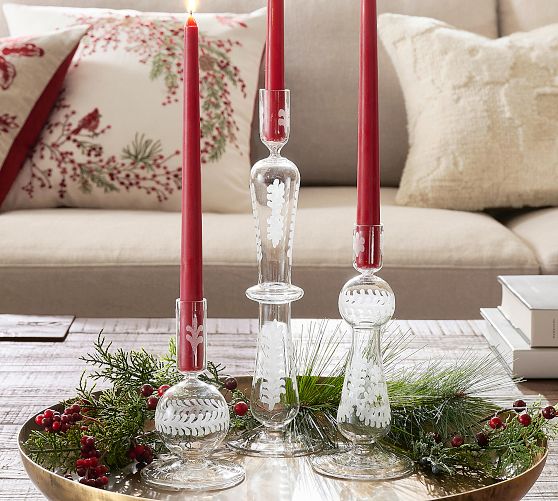 Etched Glass Candle Holder