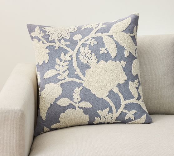 Florence Floral Embroidered Pillow Cover
